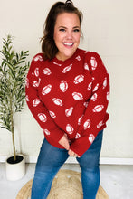 Load image into Gallery viewer, Game Day Football Print Jacquard Knit Sweater in Red
