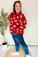 Load image into Gallery viewer, Game Day Football Print Jacquard Knit Sweater in Red
