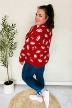 Load image into Gallery viewer, Game Day Football Print Jacquard Knit Sweater in Red
