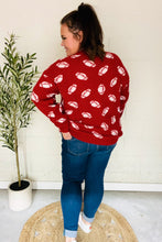 Load image into Gallery viewer, Game Day Football Print Jacquard Knit Sweater in Red
