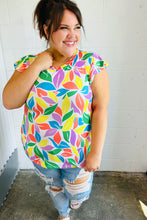 Load image into Gallery viewer, Feeling Playful Lavender &amp; Yellow Floral Print Flutter Sleeve Top
