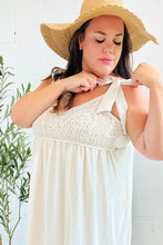 Load image into Gallery viewer, Feeling Your Best Crochet Lace Babydoll Midi Dress in Oatmeal
