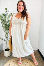 Load image into Gallery viewer, Feeling Your Best Crochet Lace Babydoll Midi Dress in Oatmeal
