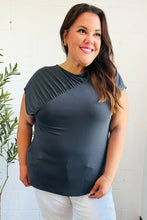 Load image into Gallery viewer, Charming In Asymmetrical Shirred Drop Shoulder Modal Top in Charcoal
