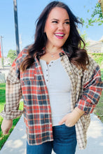 Load image into Gallery viewer, Rust &amp; Taupe Plaid Color Block Shacket
