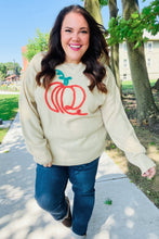 Load image into Gallery viewer, Taupe Embroidered Pumpkin Oversized Sweater
