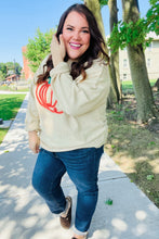 Load image into Gallery viewer, Taupe Embroidered Pumpkin Oversized Sweater
