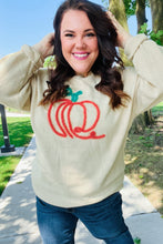 Load image into Gallery viewer, Taupe Embroidered Pumpkin Oversized Sweater
