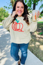 Load image into Gallery viewer, Taupe Embroidered Pumpkin Oversized Sweater
