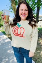 Load image into Gallery viewer, Taupe Embroidered Pumpkin Oversized Sweater
