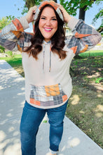 Load image into Gallery viewer, Orange &amp; Taupe Plaid Terry Kangaroo Pocket Hoodie
