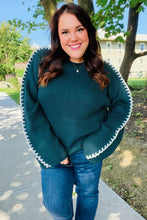 Load image into Gallery viewer, Rib Knit Stitch Detail Oversized Sweater in Hunter Green
