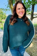 Load image into Gallery viewer, Rib Knit Stitch Detail Oversized Sweater in Hunter Green
