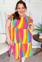 Load image into Gallery viewer, Eyes On You Multicolor Abstract Print Smocked Ruffle Sleeve Dress
