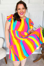 Load image into Gallery viewer, Eyes On You Multicolor Abstract Print Smocked Ruffle Sleeve Dress
