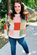 Load image into Gallery viewer, Ivory &amp; Rust Checker Jacquard Knit Sweater
