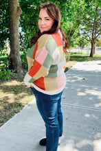 Load image into Gallery viewer, Ivory &amp; Rust Checker Jacquard Knit Sweater
