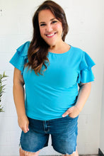 Load image into Gallery viewer, Lovely In Tiered Double Ruffle Sleeve Woven Top in Blue
