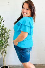 Load image into Gallery viewer, Lovely In Tiered Double Ruffle Sleeve Woven Top in Blue
