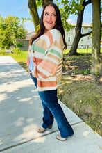 Load image into Gallery viewer, Fall Vibes Taupe &amp; Sage Stripe Button Down Cardigan
