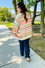 Load image into Gallery viewer, Fall Vibes Taupe &amp; Sage Stripe Button Down Cardigan
