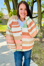 Load image into Gallery viewer, Fall Vibes Taupe &amp; Sage Stripe Button Down Cardigan
