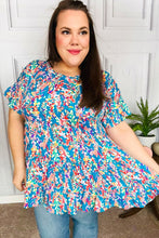 Load image into Gallery viewer, Flaunting my Frills in Flora Ruffle Hem Tiered Top in Blue Floral
