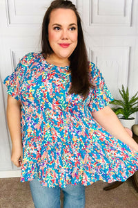 Flaunting my Frills in Flora Ruffle Hem Tiered Top in Blue Floral