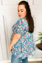 Load image into Gallery viewer, Flaunting my Frills in Flora Ruffle Hem Tiered Top in Blue Floral
