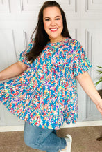 Load image into Gallery viewer, Flaunting my Frills in Flora Ruffle Hem Tiered Top in Blue Floral
