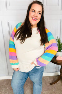 Rainbow Love Bubble Sleeve Terry Raglan Top