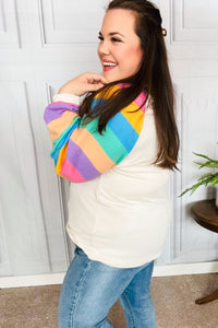 Rainbow Love Bubble Sleeve Terry Raglan Top