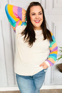 Rainbow Love Bubble Sleeve Terry Raglan Top