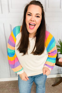 Rainbow Love Bubble Sleeve Terry Raglan Top