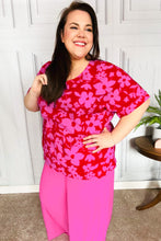 Load image into Gallery viewer, Tropical Trance Magenta Floral V Neck Woven Top
