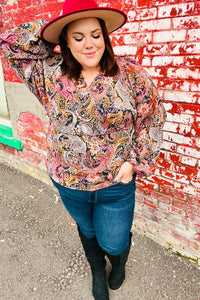 Feeling Elegant Paisley Surplice Peplum Top