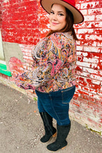 Load image into Gallery viewer, Feeling Elegant Paisley Surplice Peplum Top
