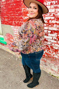 Feeling Elegant Paisley Surplice Peplum Top