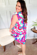 Load image into Gallery viewer, Go For Fun Fuchsia Geo Print Tiered Ruffle Sleeve Woven Dress

