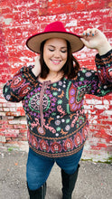 Load image into Gallery viewer, Take The Leap Border Print Boho Tie Top
