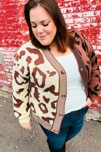 Load image into Gallery viewer, Taupe &amp; Sepia Leopard Print Color Block Cardigan
