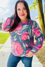 Load image into Gallery viewer, On My Heart Floral Brushed Hacci Sweater Top in Navy
