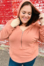 Load image into Gallery viewer, All In A Day Half Zip French Terry Hoodie in Rust
