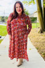 Load image into Gallery viewer, Casual Living Burgundy Floral Collared Fit &amp; Flare Maxi Dress
