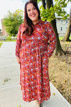 Load image into Gallery viewer, Casual Living Burgundy Floral Collared Fit &amp; Flare Maxi Dress
