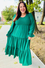 Load image into Gallery viewer, Beautiful You Smocked Ruffle Sleeve Maxi Dress in Green
