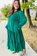 Load image into Gallery viewer, Beautiful You Smocked Ruffle Sleeve Maxi Dress in Green
