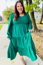 Load image into Gallery viewer, Beautiful You Smocked Ruffle Sleeve Maxi Dress in Green
