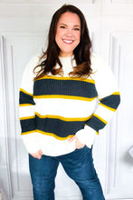 Load image into Gallery viewer, Casual Chic Yellow &amp; Ivory Stripe Oversize Knit Sweater
