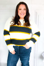 Load image into Gallery viewer, Casual Chic Yellow &amp; Ivory Stripe Oversize Knit Sweater
